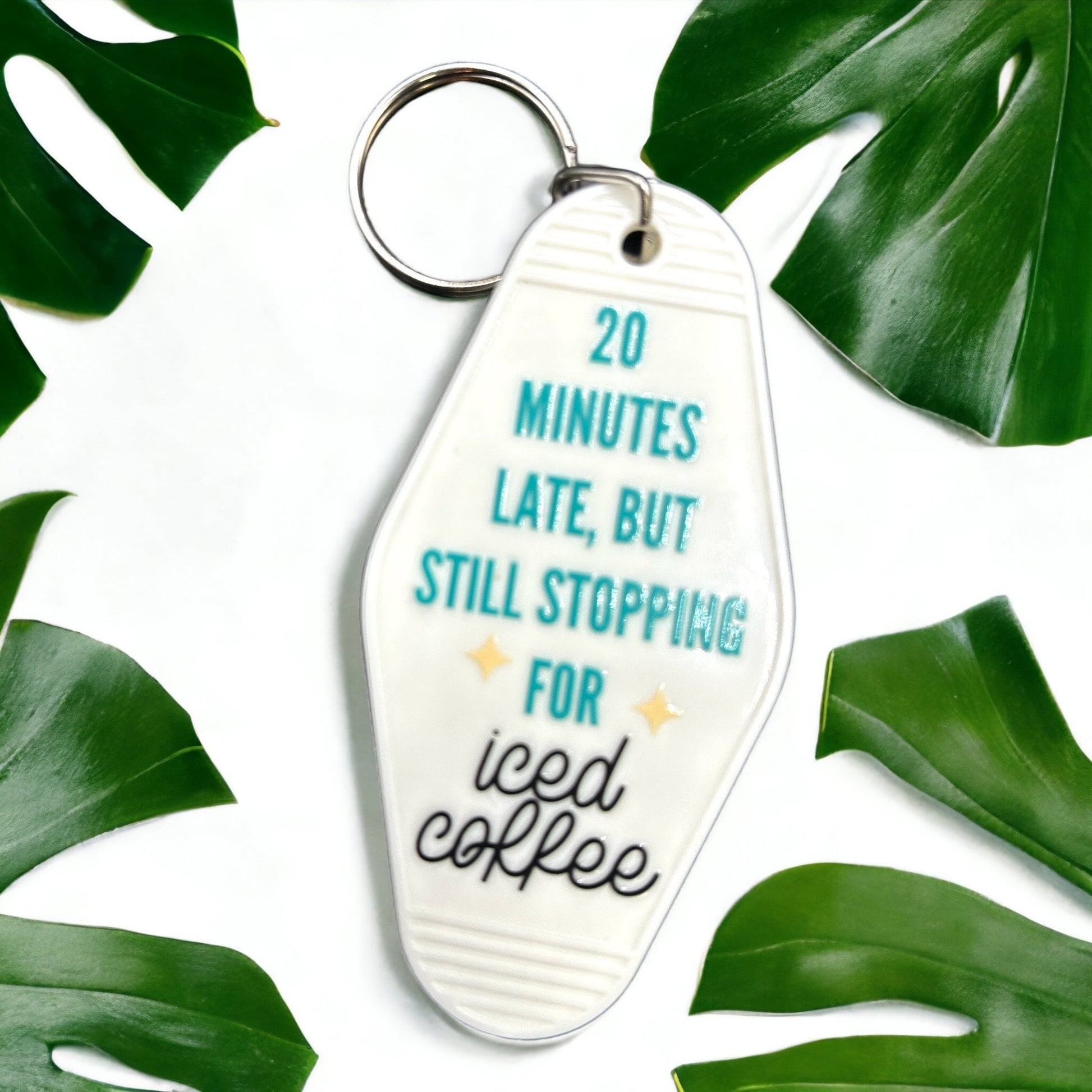 Vintage Motel Keychain Vintage Hotel Keytag Iced Coffee Lover Cute Retro Keychain Gift for Girlfriends - The Deco Den