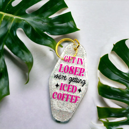 Vintage Motel Keychain Vintage Hotel Keytag Iced Coffee Lover Cute Sassy Keychain Mean Girls Quote Gift for Iced Coffee Lovers - The Deco Den