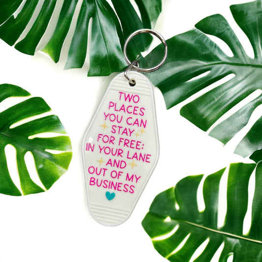 Vintage Motel Keychain Vintage Hotel Keytag Stay in Your Lane Cute Retro Keychain Gift for Girlfriends - The Deco Den